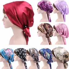 Muslim Women Satin Hijab Turban Chemo Cap Beanie Hair Loss Hat Wrap Headwear New