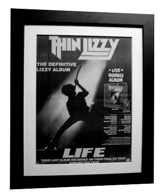 THIN LIZZY+Life+Live+POSTER+AD+RARE ORIGINAL 1983+FRAMED+EXPRESS GLOBAL SHIP