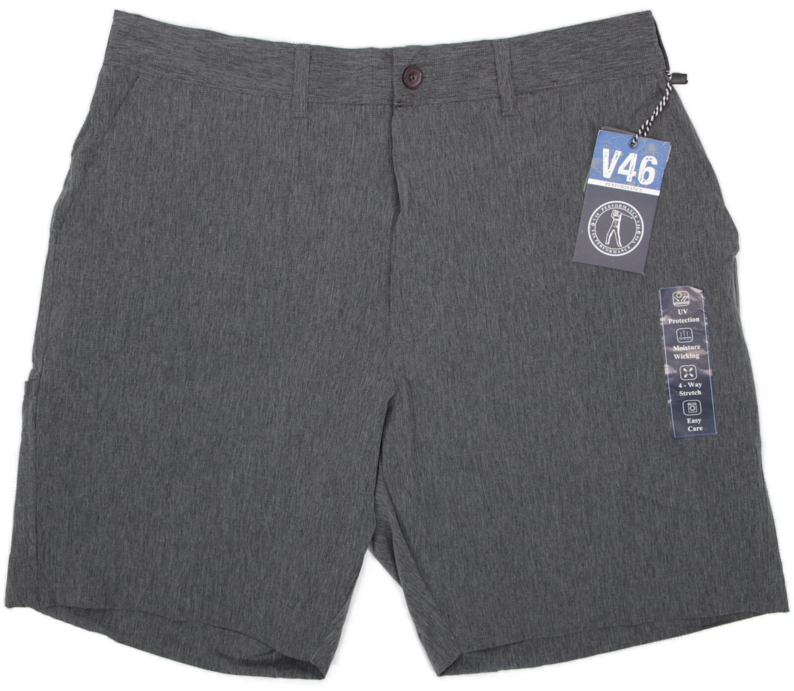 V46 Performance Chino Golf Shorts- 38- NEW- $70 ripstop grey Moisture Wicking