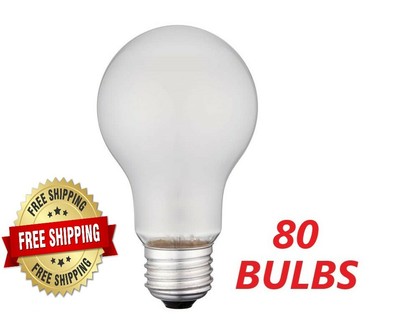 75 Watt Incandescent Light Bulbs 750 Lumens A19 Heavy Duty Frosted - 80