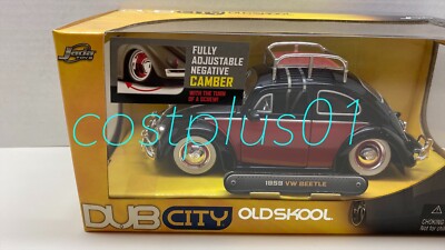 JADA DUB CITY OLDSKOOL 1959 VW BEETLE 1:24 BLACK 2T WITH RACK