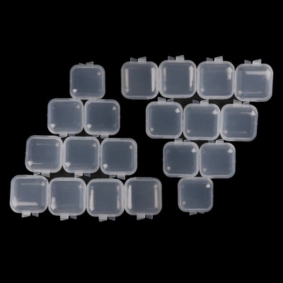 20 Pieces Square Mini Clear Plastic Bead Storage Containers Box Jewelry Holder