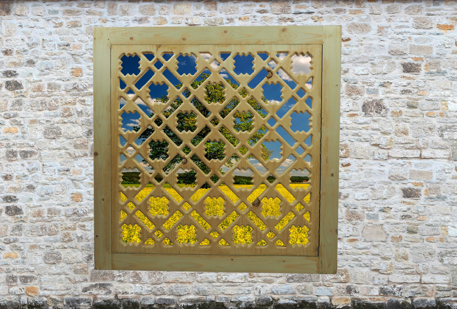Bild 21 - 80x80 cm Afghan massiv holz Gitter Maschrabiyya Jali Wanddekoration wooden grid