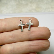 16 Cross Charms 15 x 8 mm Antique Silver Tone US Seller US Seller 277