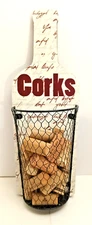 WINE BOTTLE cork holder wall-hanging She Shed bar decoration with Corks