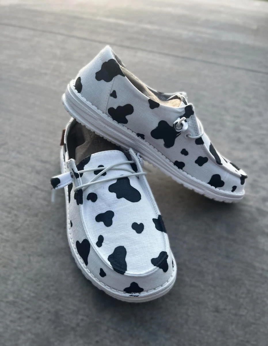 Womens Cow Print Hey Dude Shoes