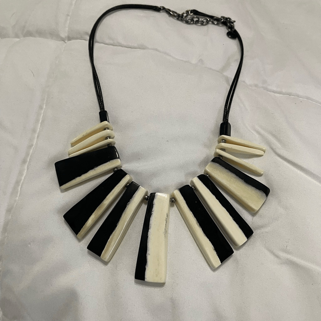Black White Chunky Statement Necklace - image 1