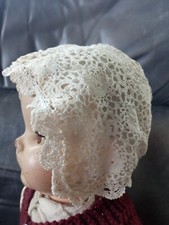 Exquisite Antique Delicate Victorian Lace Handmade Baby Bonnet Lined Heirloom