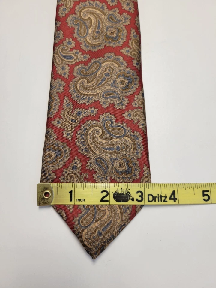 Corbata de Colección Años 90 BURBERRYS Para Hombre PAISLEY 100% Seda Quemada Rojo Marrón Azul INGLATERRA Foto 2 de 4