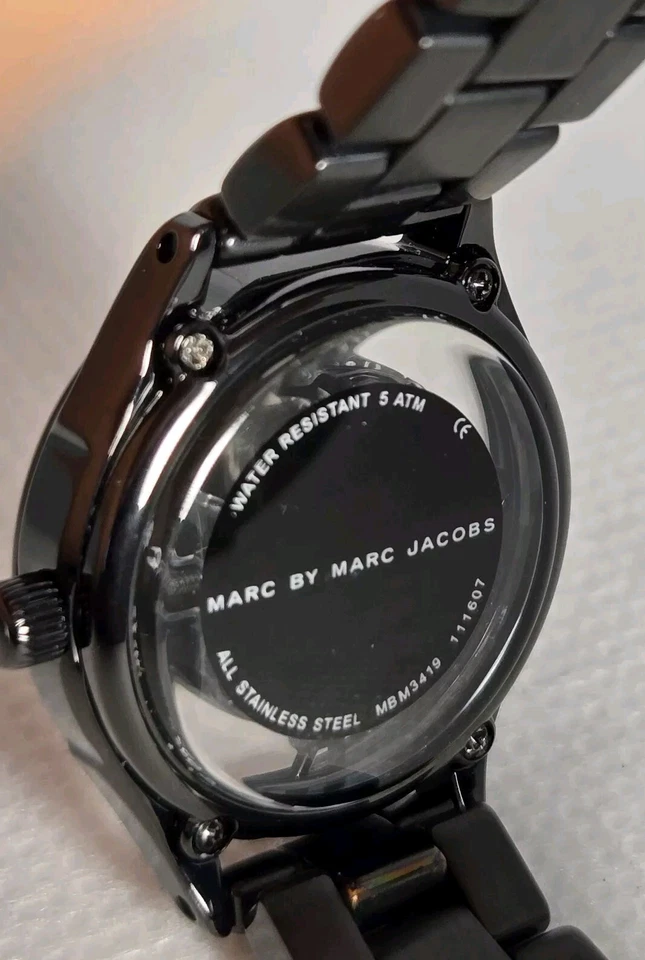 MARK BY MARK JACOBS MUJER ESQUELETO ACERO INOXIDABLE RESISTENCIA AL AGUA ESFERA NEGRA Foto 4 de 4