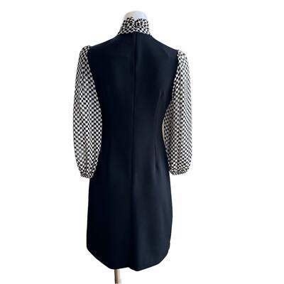 NEW Calvin Klein Polka Dot-Trim Mini Dress Black Size 4 Long Sleeve | eBay