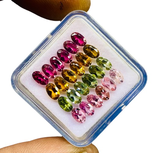 VVS 24 Pcs Natural Multi Tourmaline 5x3mm Oval Cut Loose Untreated Gemstones Lot - Picture 6 of 9