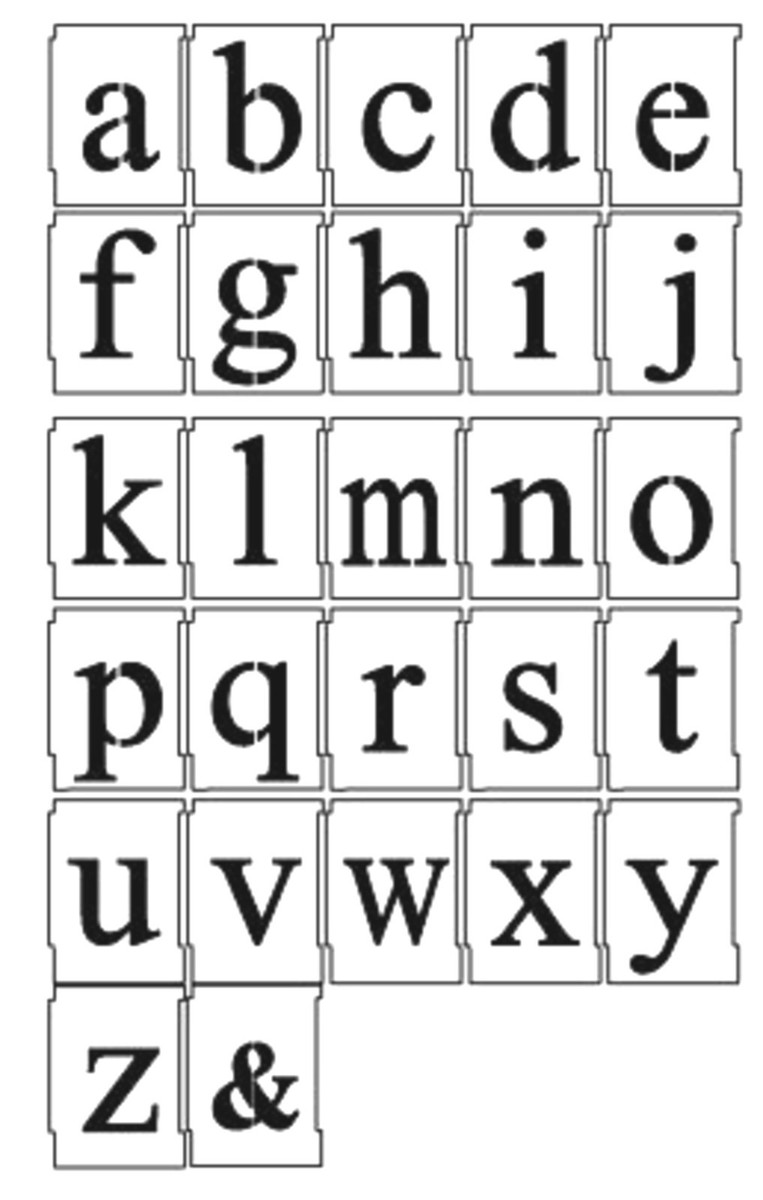 新品未使用　manual alphabet size 1 Alphabet Letter Stencils Set a - z Lowercase TIMES NEW ROMAN
