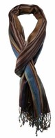 Tigertie Schal In Braun Beige TüRkis Gestreift Mit Fransen - Gr. 180 X 70 Cm