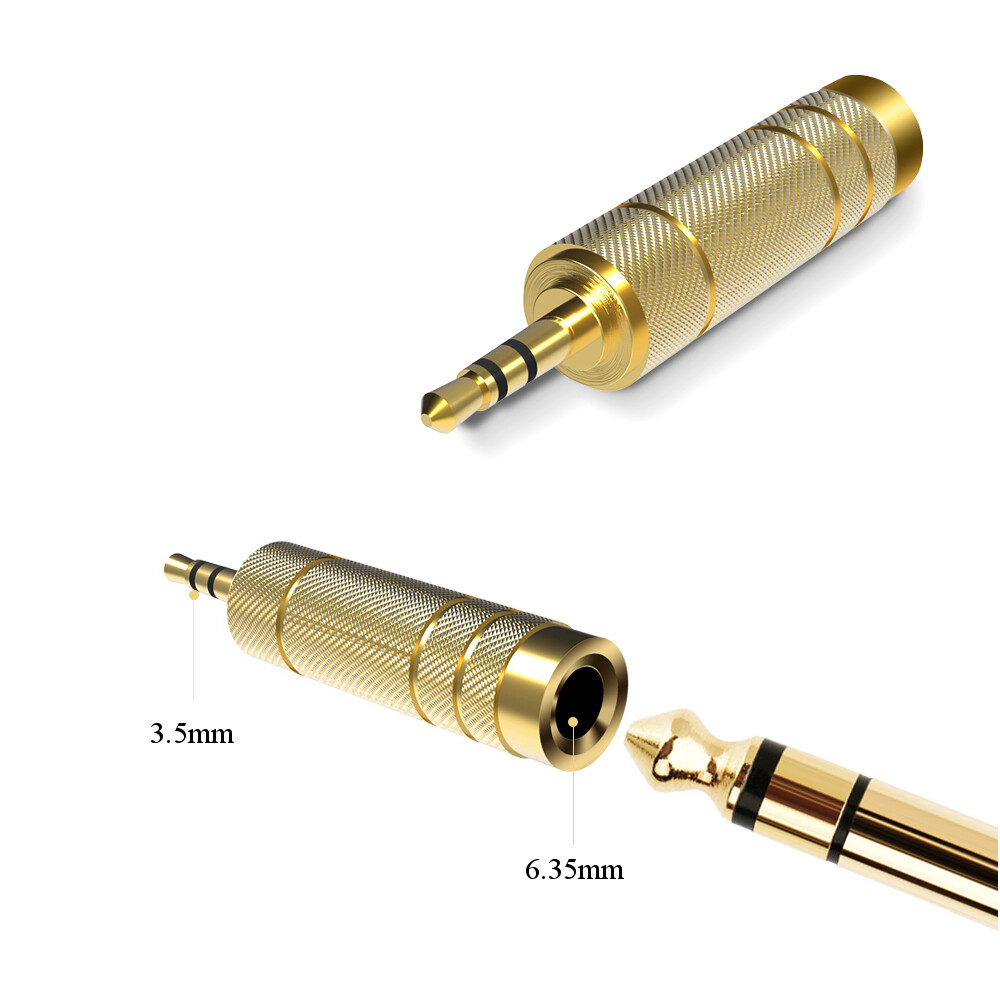 3.5mm Male to 6.35mm Female 3pole AUX Audio Jack Converter Adapter