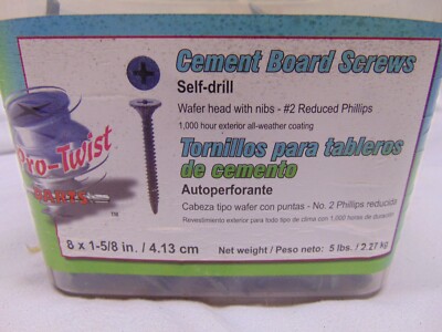 500 Cement Board Screws self drill wafer phillips #2 #8 x 1 5/8'' Prime source