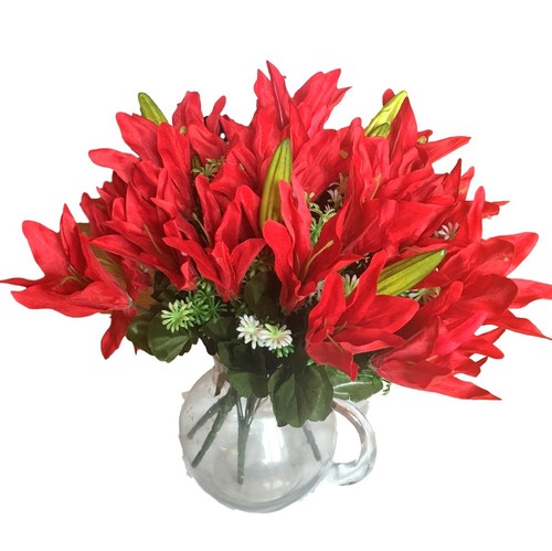5x 7 Heads Artificial Flower Lily Bunch Wedding Bouquet Home Party Garden Decor - Picture 2 of 4