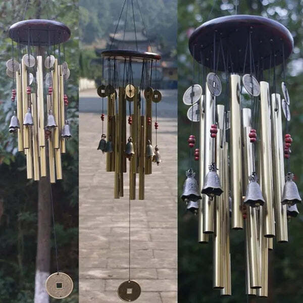 Solid Wood Bronze Wind Chimes Metal Multi-tube Anti-rust Natural Sound Ornaments