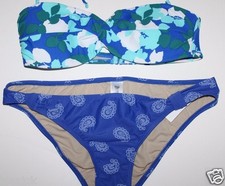 Gap NWT Women's M Blue Floral  Paisley Bikini Swimsuit 2 Pc. Mixed Patterns