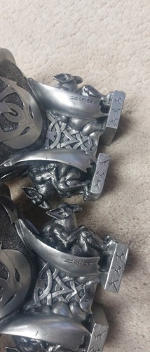 2 Gargoyle Dragon Candle Stand Silver Zoei 2000 Medieval Gothic Dungeon Pedestal - Picture 17 of 20