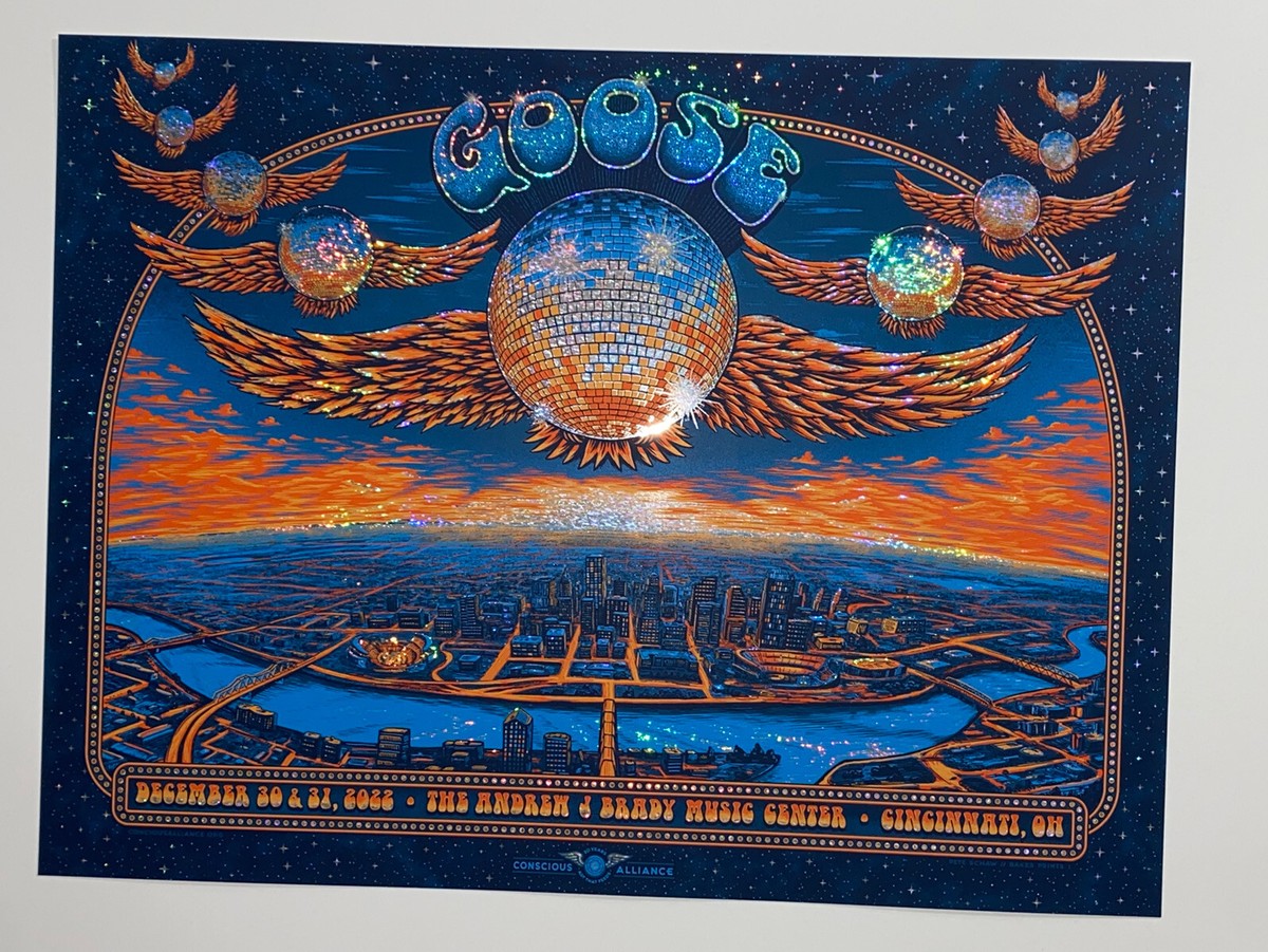 Goose The Band Poster Cincinnati OH NYE Run 22 Silkscreen SPARKLE
