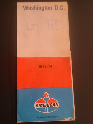 Vintage 1973 WASHINGTON D.C. American Oil Company Road Travel Map