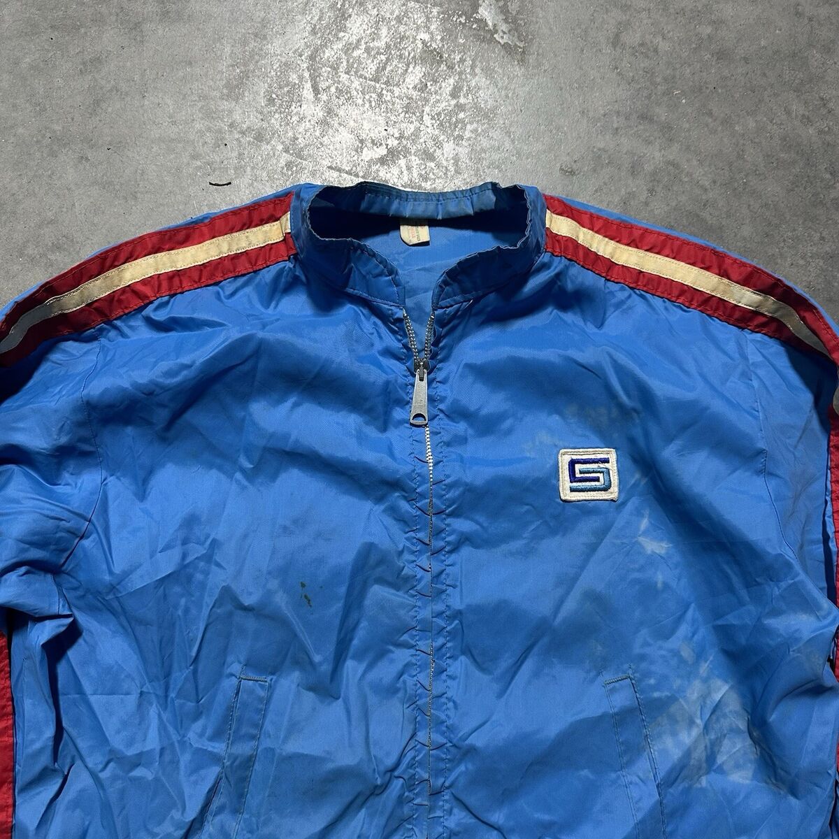 Vintage 60s Racing Striped Windbreaker Jacket Men's Sz 46 XL Vintage 60s Racing Striped Windbreaker Jacket Men's Sz 46 XL