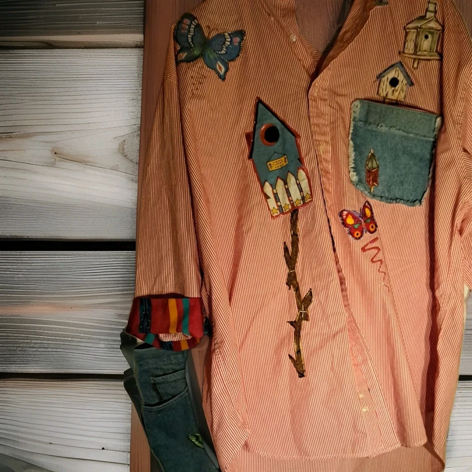 Jeans Otoño Azul 43" Cintura Tirantes. Top XXL Espantapájaros Bordados Halloween Foto 3 de 4