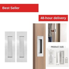 Recessed Finger Flush Pulls Handles for Sliding Doors, Brushed Nickel 2 Pack