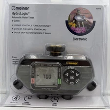 Melnor 73280 Digital Water Electronic Hose Timer, 4 Zone, Black/Gray - NEW
