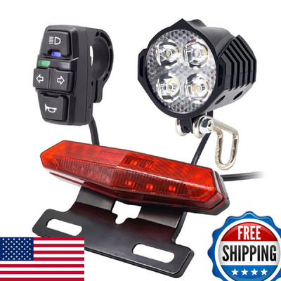 36V 48V Ebike Light Kit, Electric Bike Headlight Horn 80-100dB, Ebike Tail Light