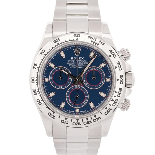 2021 PAPERS Rolex Daytona Cosmograph BLUE 18K White Gold 40mm Watch 116509 BOX