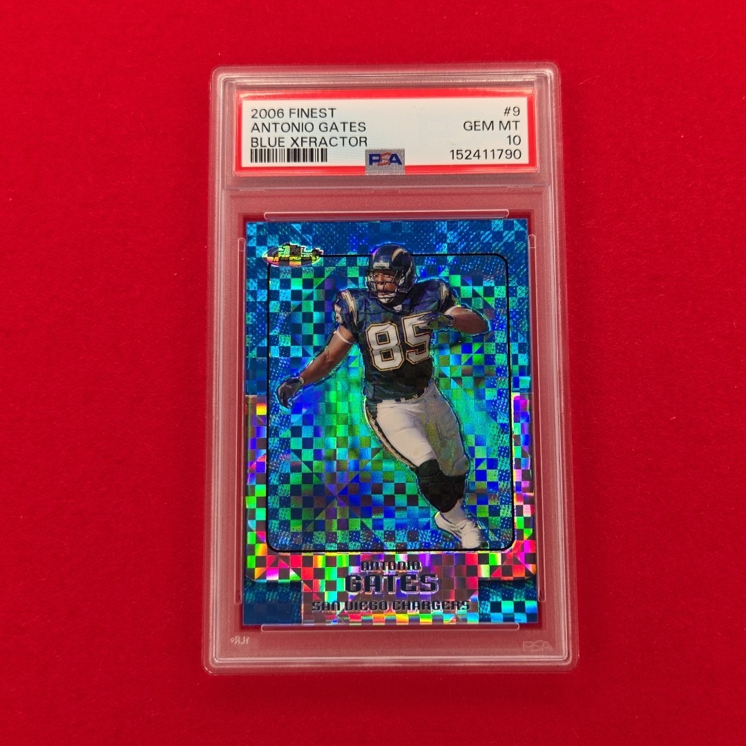 2006 Topps Finest Blue Xfractor /150 Antonio Gates #9 PSA 10 Chargers HOF