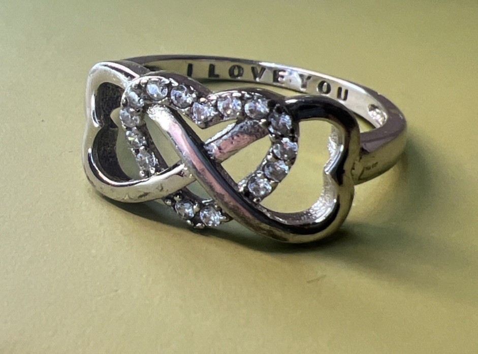 3 Heart Infinity Knot Solid 925 Sterling Silver C… - image 1