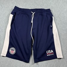Polo Ralph Lauren Sweat Shorts Mens XL Navy Blue USA MMXVI Olympic Fleece Track