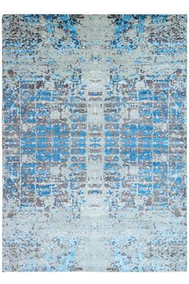 Designer Teppich Lavish fein 250x350 cm 100% Wolle Handgeknüpft braun blau grau