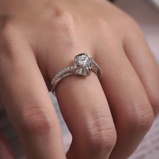 Women's 1 Carat Round Cut Moissanite Wedding Engagement Ring Minimalist Style