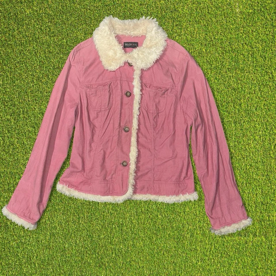 Abrigo de piel sintética rosa y crema Y2K Barbiecore / Glam vintage talla L Foto 3 de 4