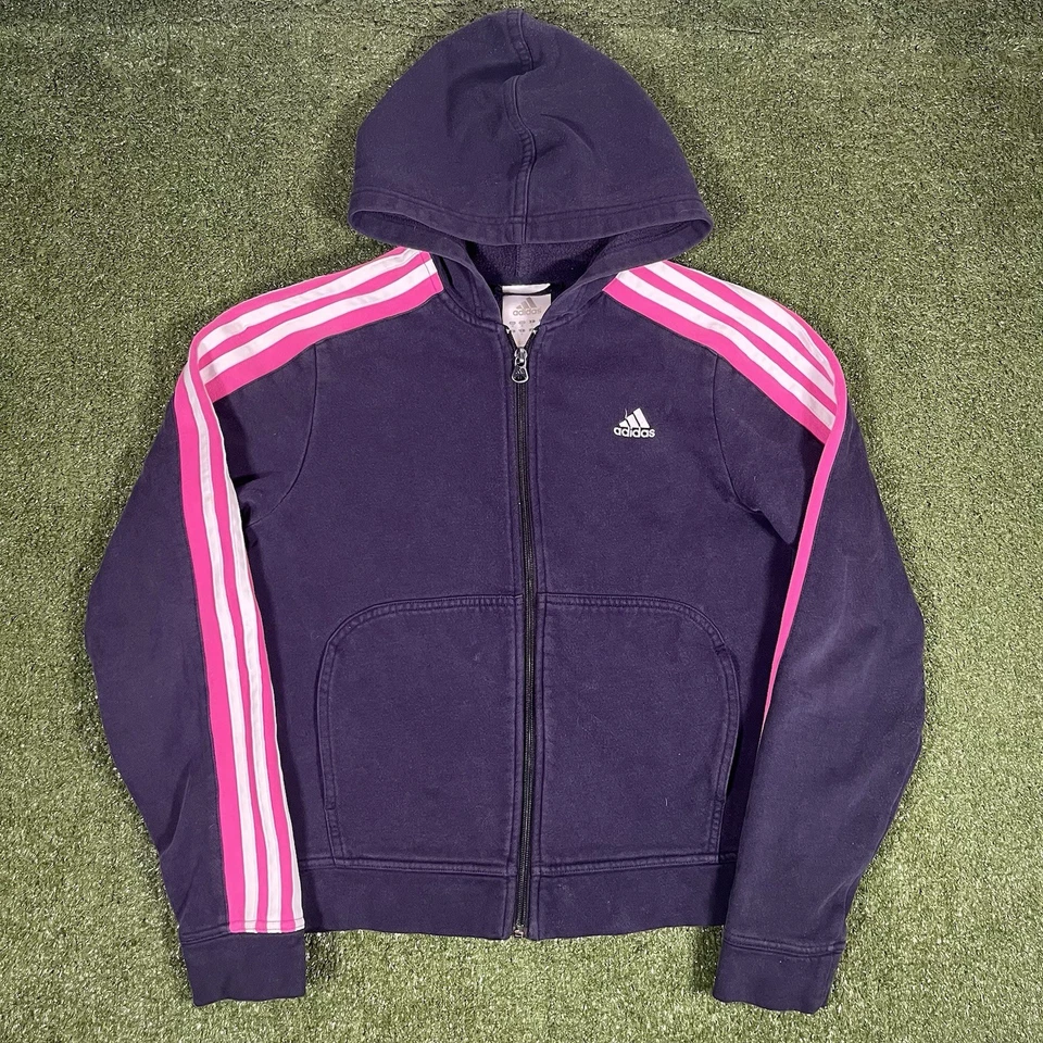 VTG 00s Adidas Sweatsuit Set Pink Purple Hoodie Sweatpants Women's Medium Y2K - Image 2 of 4