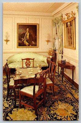 Vintage West Parlor Mt. Vernon VA Postcard Charles Willson Peale Portrait