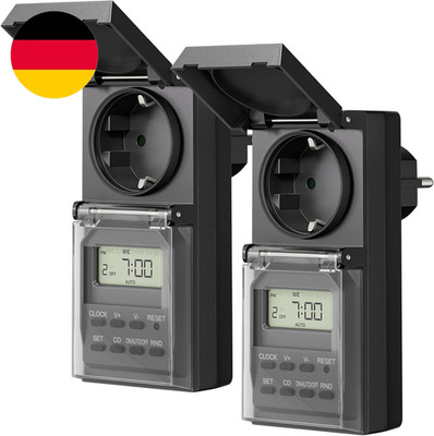 DEWENWILS Digitale Zeitschaltuhr Steckdose Aussenbereich, 2 Pack, 16A/3680W