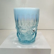 Mosser Glass Eye Winker Aqua Opal 4" Tumbler Opalescent Blue Juice USA