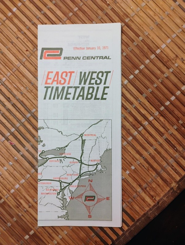 Penn Central RR Timetable East / West January 10, 1971 Edition