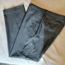 PERRY ELLIS PORTFOLIO Dress Pants Men's 34x30 Medium Gray Flat Front  Mid-Rise