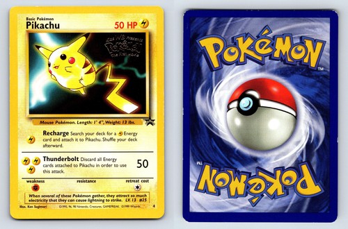 1999 POKEMON WIZARDS BLACK STAR PROMOS 4 PIKACHU STAMPED MODERATELY PLAYED