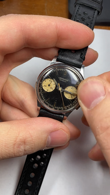 Heuer Leonidas Black Tropical Panda Dial Vintage Chronograph Watch
