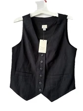 Women’s A New Day Tailored Layering Button Down Vest Black Size X-Small
