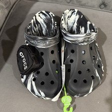 New CROCS Baya Marbled Pouch Clog Black/White Unisex W10 / M8
