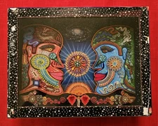 Rare Limited OOP Mexican Folk Art Huichol Tribe Gitter Nicho 3D Diorama Box 