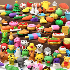100 Pack Animal Pencil Erasers 3D Desk Pet for Kids Mini Puzzle Take Apart Erase